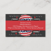 ヴィンテージ愛国自動車整備士アメリカ国旗の車 名刺 (裏面)