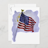 ヴィンテージ愛国色の米国国旗 ポストカード (正面/裏面)