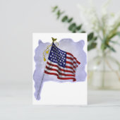 ヴィンテージ愛国色の米国国旗 ポストカード (スタンド正面)