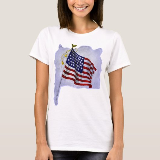 ヴィンテージ愛国色の米国国旗 Tシャツ (正面)