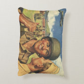 ヴィンテージ愛国英雄、軍隊飛行機男性 アクセントクッション (裏面(縦))