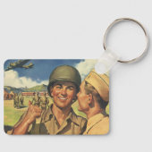 ヴィンテージ愛国英雄、軍隊飛行機男性 キーホルダー (正面)