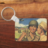 ヴィンテージ愛国英雄、軍隊飛行機男性 キーホルダー (裏面)