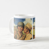 ヴィンテージ愛国英雄、軍隊飛行機男性 コーヒーマグカップ (正面左)