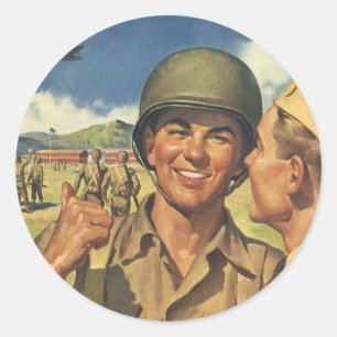 ヴィンテージ愛国英雄、軍隊飛行機男性 ラウンドシール
