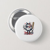 ヴィンテージ愛国野球マスコットTシャツデザイン_1 缶バッジ (正面&裏面)