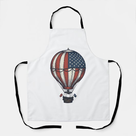 ヴィンテージ愛国風熱気球Tシャツデザイン1 エプロン (正面)
