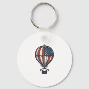 ヴィンテージ愛国風熱気球Tシャツデザイン1 キーホルダー