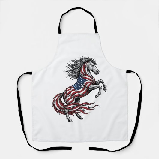 ヴィンテージ愛国馬立ち上がりベクターTシャツデザイン エプロン (正面)