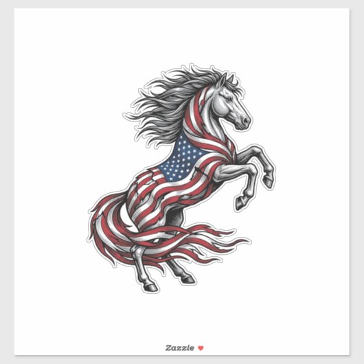 ヴィンテージ愛国馬立ち上がりベクターTシャツデザイン シール (シート)