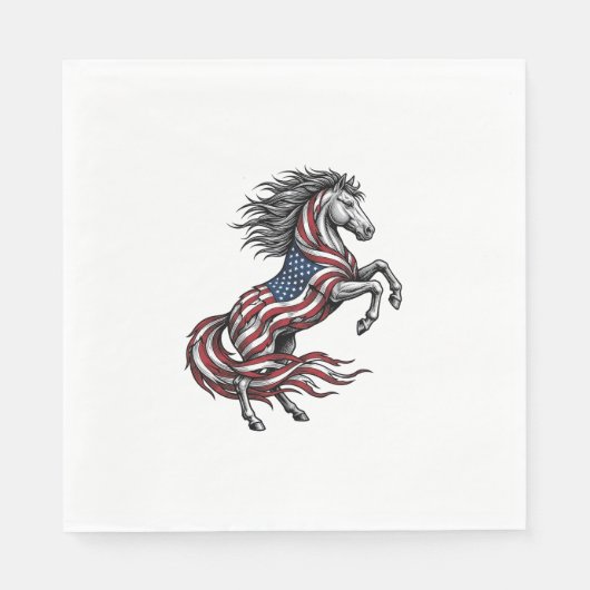 ヴィンテージ愛国馬立ち上がりベクターTシャツデザイン スタンダードランチョンナプキン (正面)