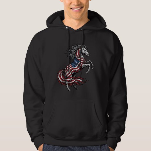 ヴィンテージ愛国馬立ち上がりベクターTシャツデザイン パーカ (正面)