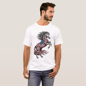 ヴィンテージ愛国馬立ち上がりベクターTシャツデザイン Tシャツ (正面フル)