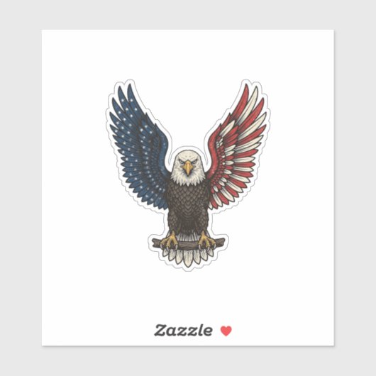 ヴィンテージ愛国鷲ベクターTシャツデザイン1 シール (シート)