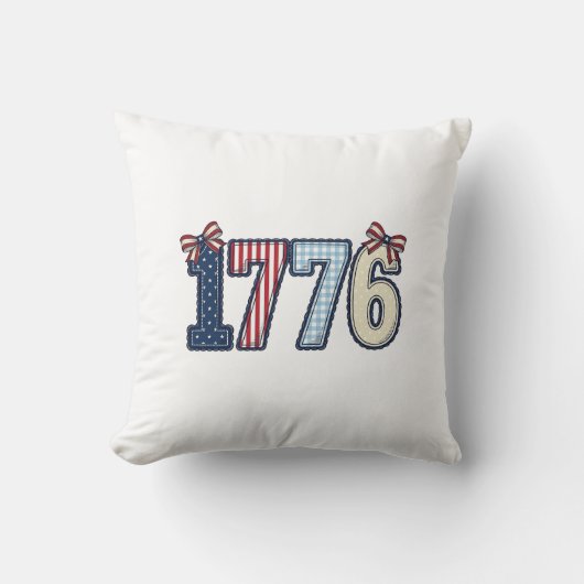 ヴィンテージ愛国1776リボンTシャツデザイン_1 クッション (正面)