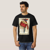ヴィンテージ愛国、音楽記号付ドラム Tシャツ (正面フル)