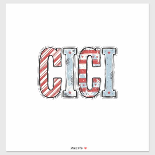 ヴィンテージ愛国CICI名ベクターTシャツデザイン_1 シール (シート)