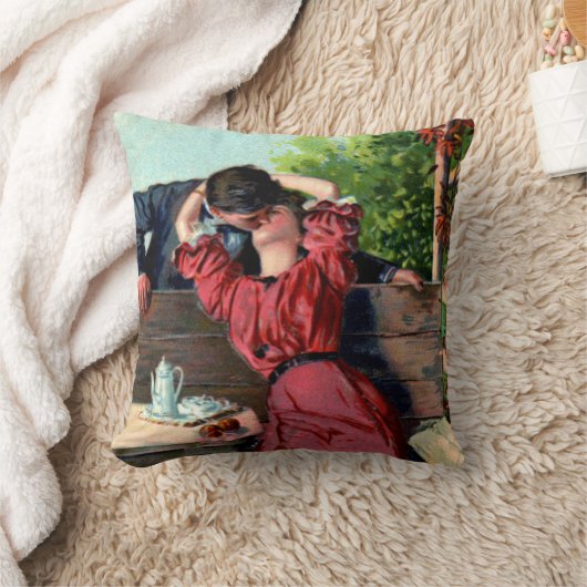 ヴィンテージ愛好家情熱的なキスバレンタインピロー クッション (ブランケット)