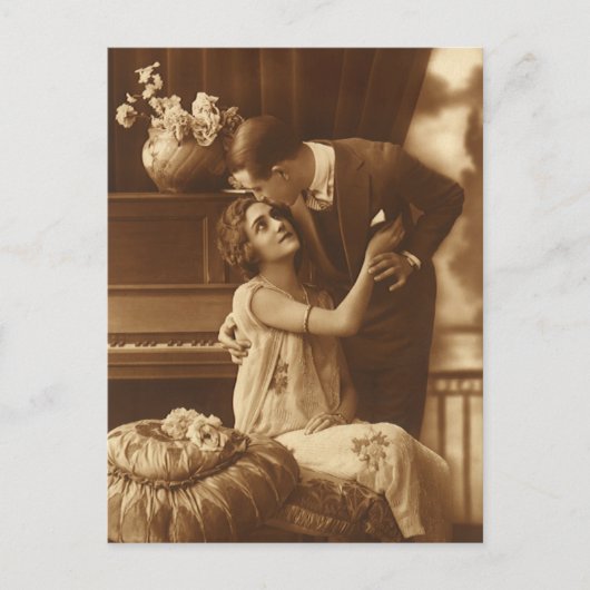 ヴィンテージ愛好家、ラブロマンスロマンチックな音楽 ポストカード (正面)