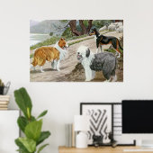 ヴィンテージ愛犬家アートコリートリオ ポスター (ホームオフィス)