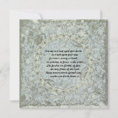 ヴィンテージ愛詩のブルーグレーのダマスク織の結婚式の招待 招待状 (裏面)