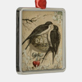 ヴィンテージ愛鳥の巣のフランスのな装飾の結婚式の日付 メタルオーナメント (右)