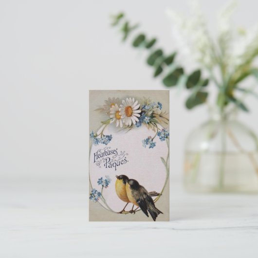 ヴィンテージ愛鳥イースターグリーティング 名刺 (スタンド正面)