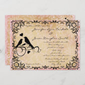 ヴィンテージ愛鳥スクロールフレームの結婚式招待状 招待状 (正面/裏面)