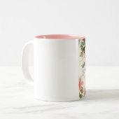 ヴィンテージ愛鳥|の赤面のピンクの白 ツートーンマグカップ (正面左)