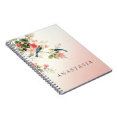 ヴィンテージ愛鳥|の赤面のピンクの白 ノートブック (右側)