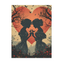 ヴィンテージ愛：シルエットとハート