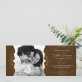 ヴィンテージ感じチョコレートブラウンクリスマスフォト シーズンカード (スタンド正面)