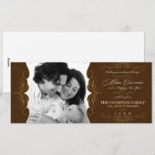 ヴィンテージ感じチョコレートブラウンクリスマスフォト シーズンカード (正面/裏面)