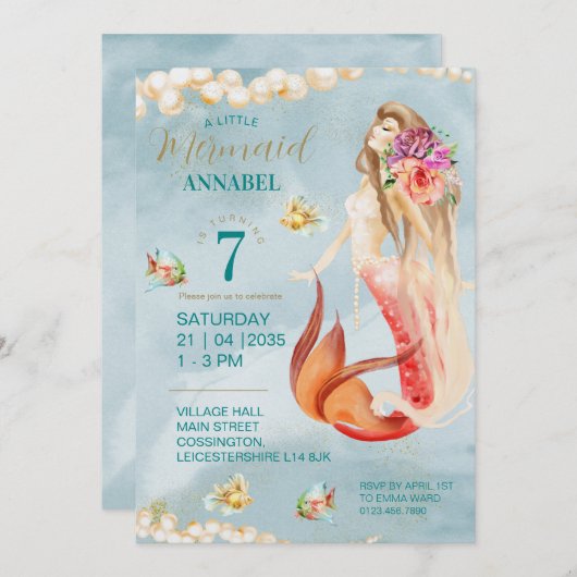 ヴィンテージ感じメールパーティークラフト 招待状 (正面/裏面)