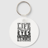 ヴィンテージ感動的引用文は良い生活を送る キーホルダー (正面)