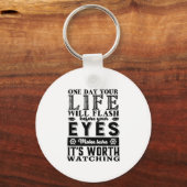 ヴィンテージ感動的引用文は良い生活を送る キーホルダー (正面)