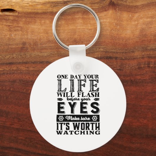 ヴィンテージ感動的引用文は良い生活を送る キーホルダー (正面)