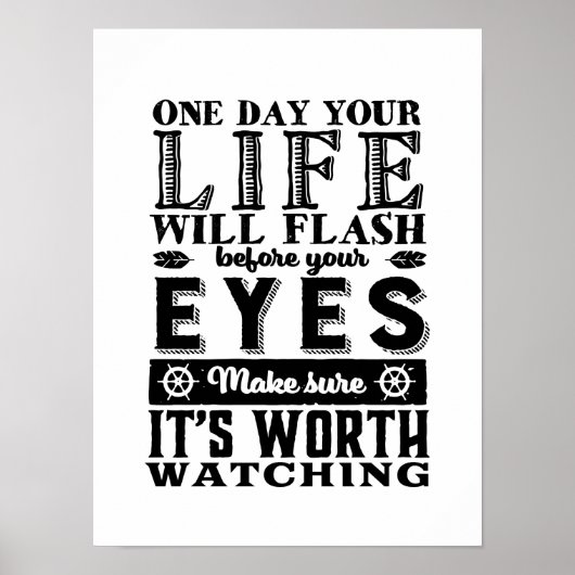 ヴィンテージ感動的引用文は良い生活を送る ポスター (正面)