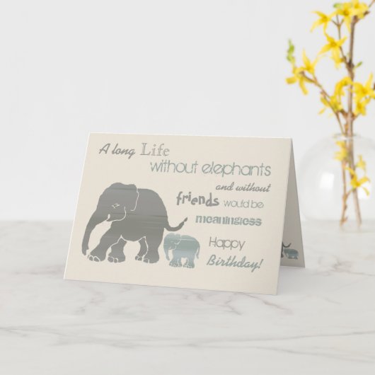 ヴィンテージ感動的象タイポグラフィ誕生日 カード (黄色い花)