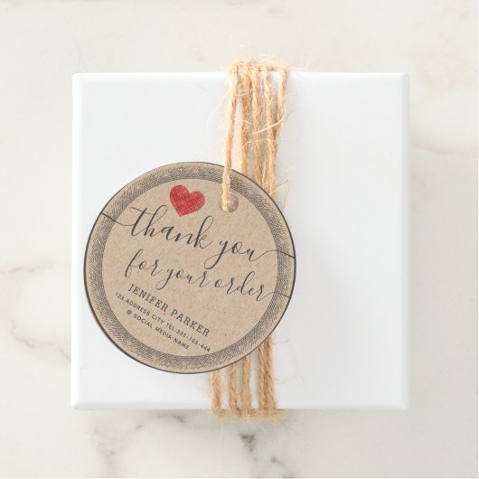 ヴィンテージ感謝していスクリプト赤いハートクラシックラウンドs フェイバータグ (インサイチュ)