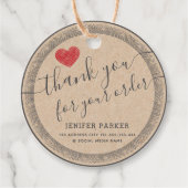 ヴィンテージ感謝していスクリプト赤いハートクラシックラウンドs フェイバータグ (正面)