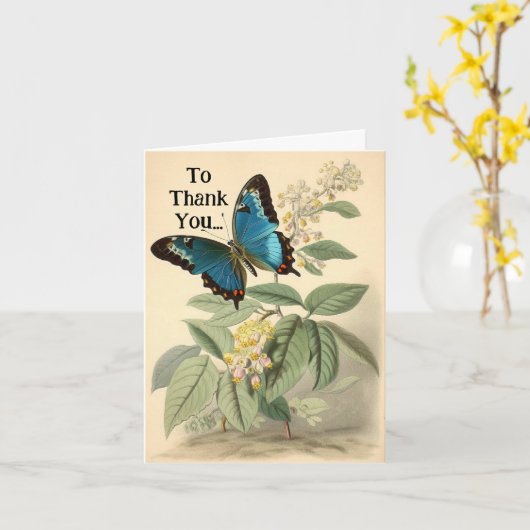 ヴィンテージ感謝していバタフライユカード カード (黄色い花)