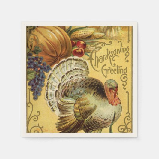 ヴィンテージ感謝の挨拶 スタンダードカクテルナプキン (正面)