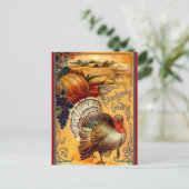 ヴィンテージ感謝七面鳥はがきグリーティング シーズンポストカード (スタンド正面)