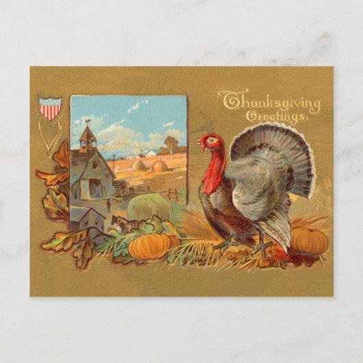 ヴィンテージ感謝七面鳥はがき シーズンポストカード (正面)