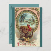 ヴィンテージ感謝七面鳥はがき シーズンポストカード (正面/裏面)