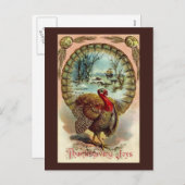 ヴィンテージ感謝七面鳥はがき シーズンポストカード (正面/裏面)