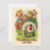 ヴィンテージ感謝七面鳥はがき シーズンポストカード (正面/裏面)