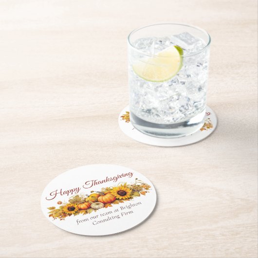 ヴィンテージ感謝型カボチャカスタムン会社 ラウンドペーパーコースター (インサイチュ)
