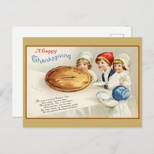 ヴィンテージ感謝祭かわいいおもしろいパイ詩 ポストカード (正面/裏面)